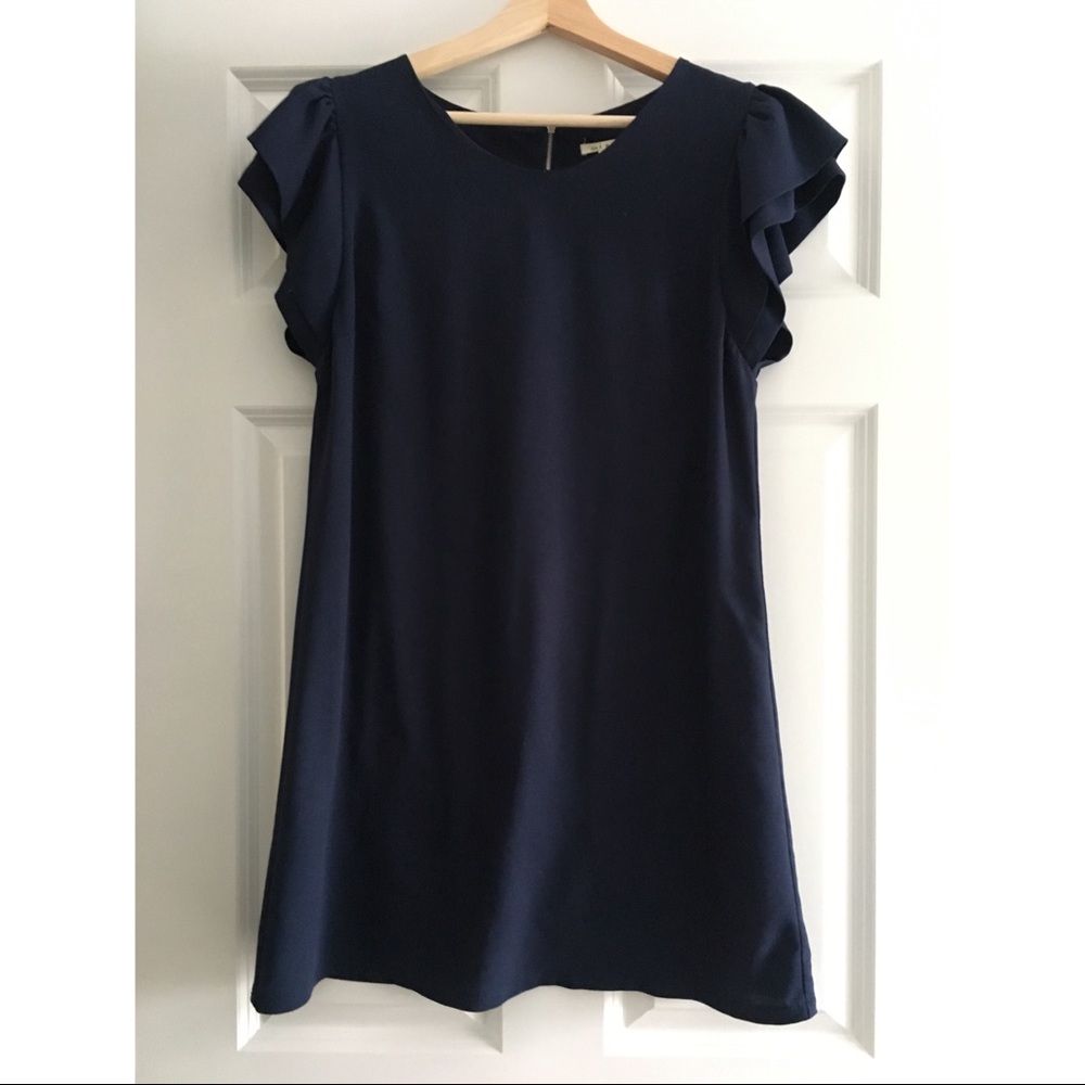 Miami Scalloped Ruffle Sleeves Dress